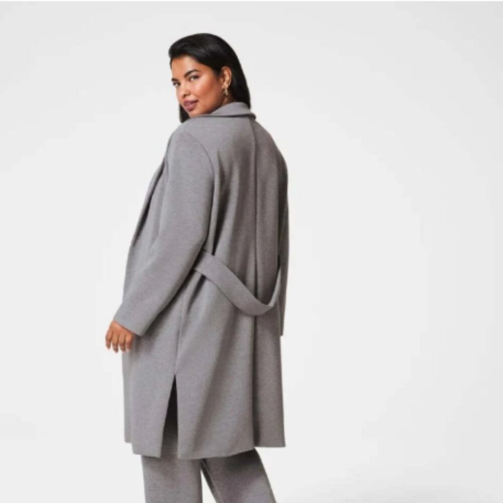 NWT Spanx AirEssentials Long Jacket in Medium Grey Heather Open Front Coat